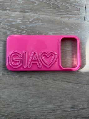 BaubleBar Hot Pink GIA Heart Glossy Phone Case